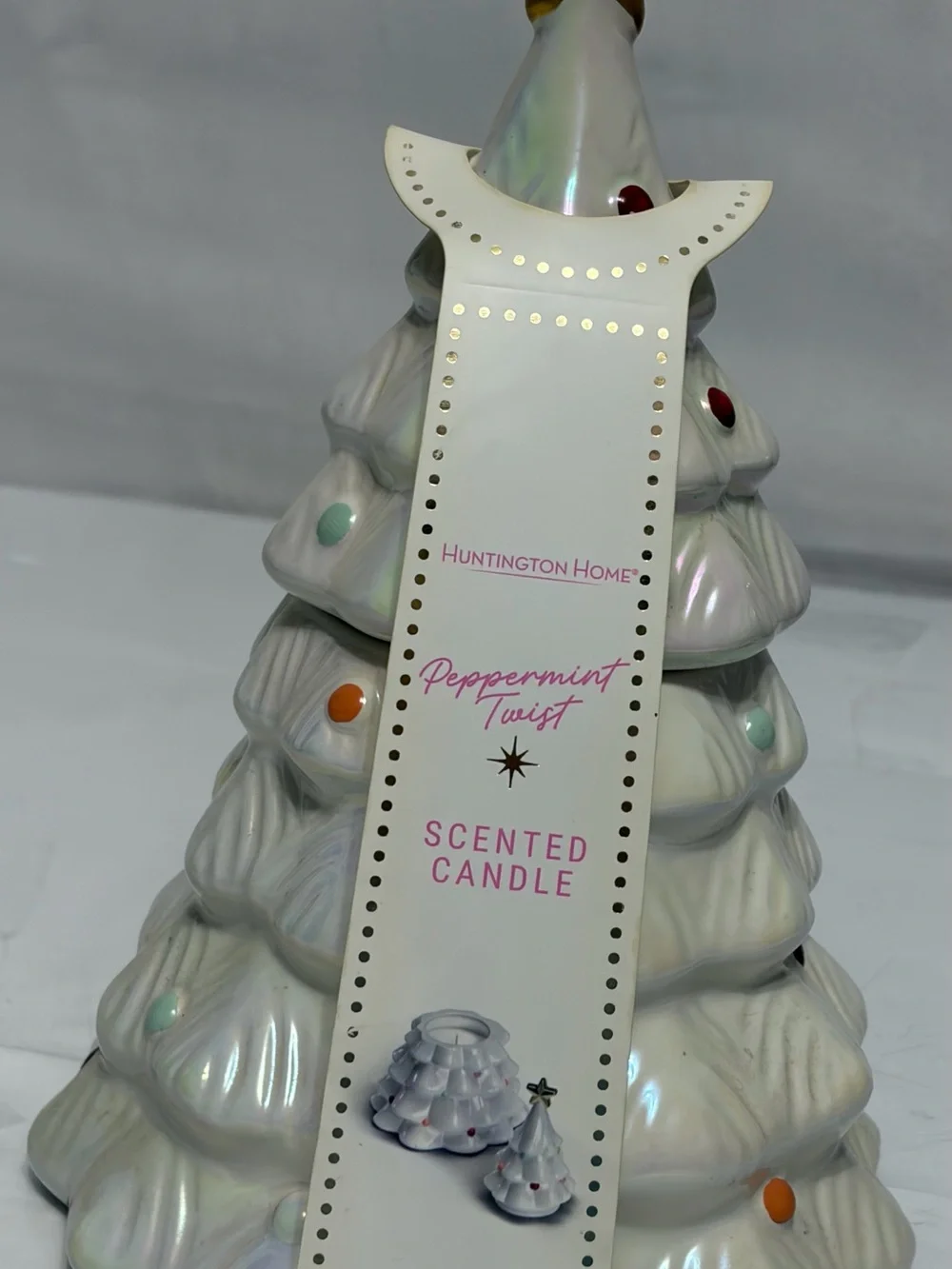 Peppermint Iridescent White Holiday Tree Scented Candle by Peppermint